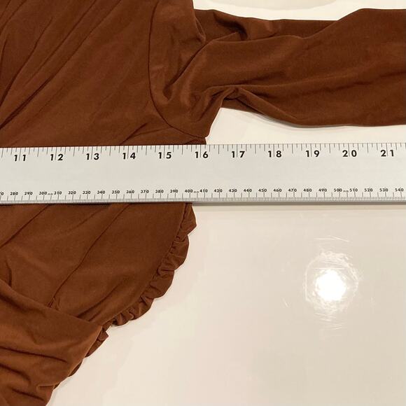 NWOT BEN DE LISI Dress US 6 Black Maxi Boat-Neck Cross Ruch Slit Side Stretch - Picture 12 of 14